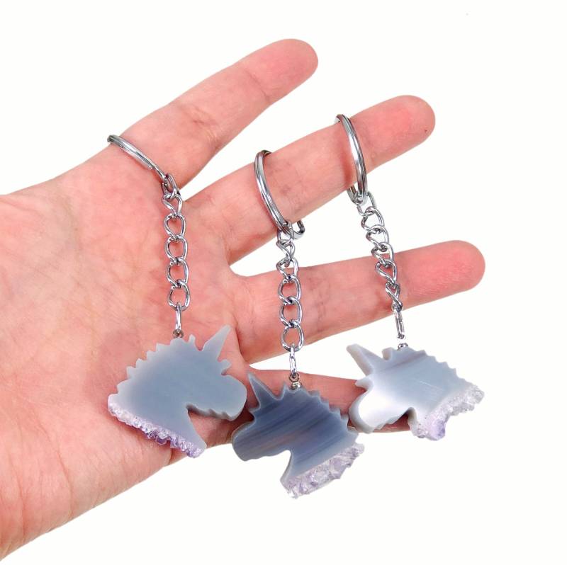 Achat Einhorn Schlüsselanhänger in Silberfarbenen Schlüsselbund | 6Brownshelf-62-B von RockParadise