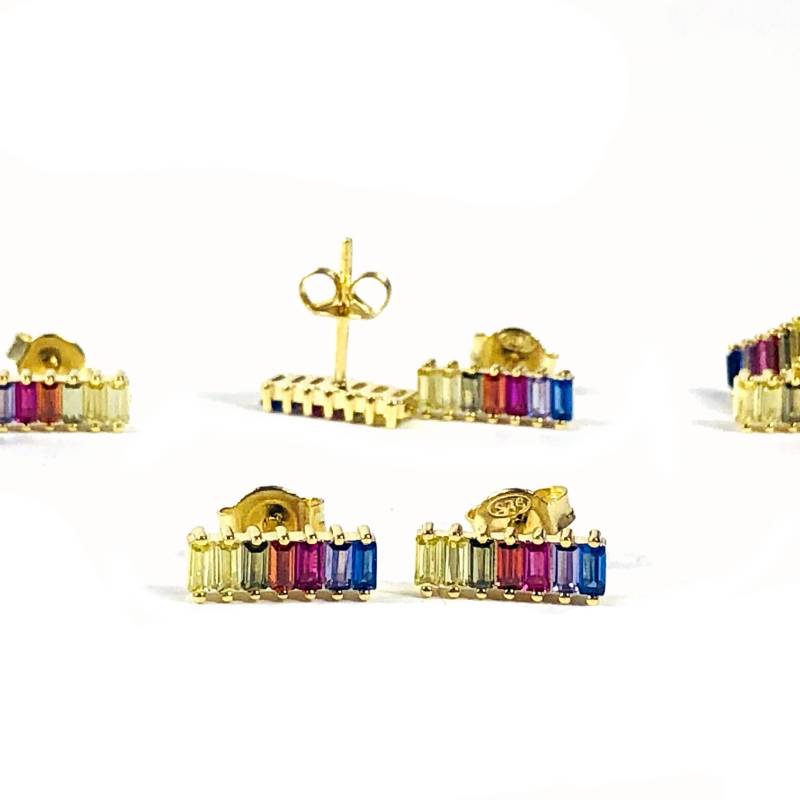 Chakra Regenbogen Cz Ohrringe Gold Über Sterling Ohrstecker von RockParadise