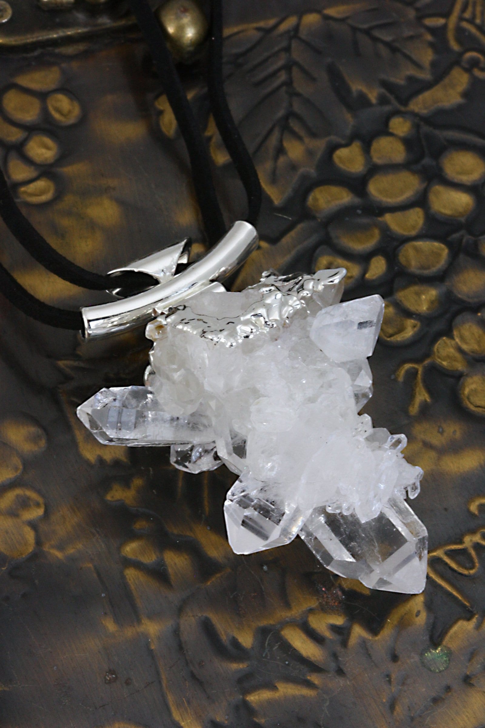 Crystal Quartz Cluster Halskette Silber Oder 24K Gold Galvanisiert von RockParadise