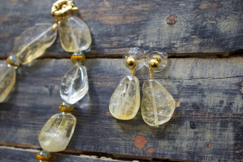 Echte Citrin, Handgemachte Glas Halskette Mit Passenden Ohrringen von RockRichGems