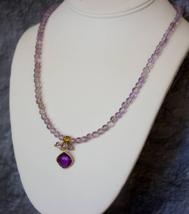 Rosa Amethyste Und Vermeil Halskette Mit Passenden Ohrringen von RockRichGems