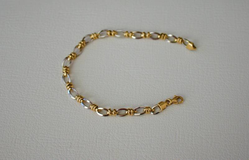 Silber. Elegantes Verkauft 14K Zweifarbiges Gold | Weiß Und Gelb Armband von RockRichGems