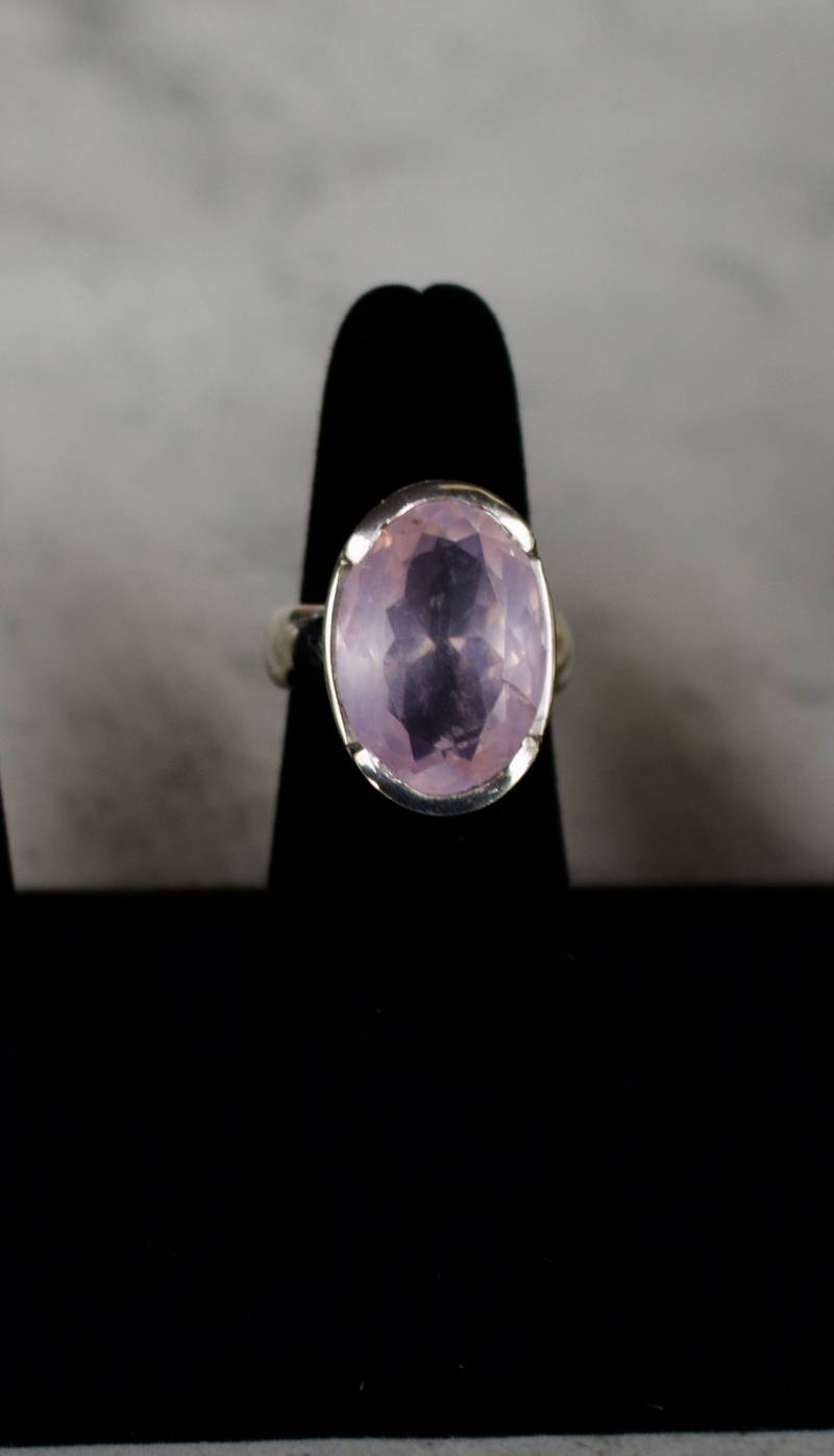 sterling Silber. Rosenquarz. Wunderschöner Silber Ring Mit 20 X 15 Mm Echt Größen 9 Und 71/4 von RockRichGems