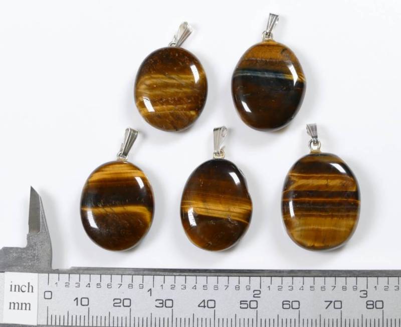 1 Tigerauge Anhänger Mit 925 Silber Anhängerschlaufe von RockShopCZ