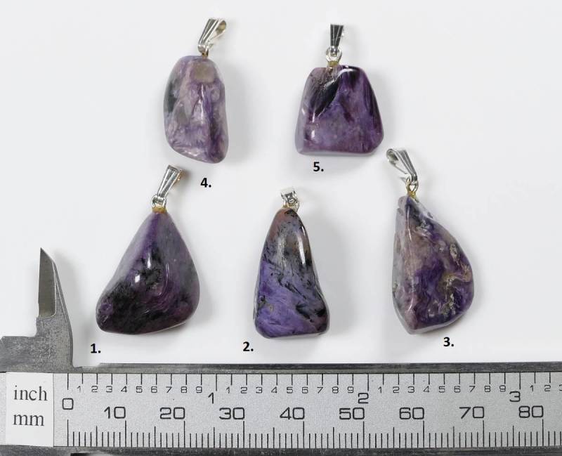 Charoite Trommelstein 925Er Silber Anhängerschlaufe von RockShopCZ