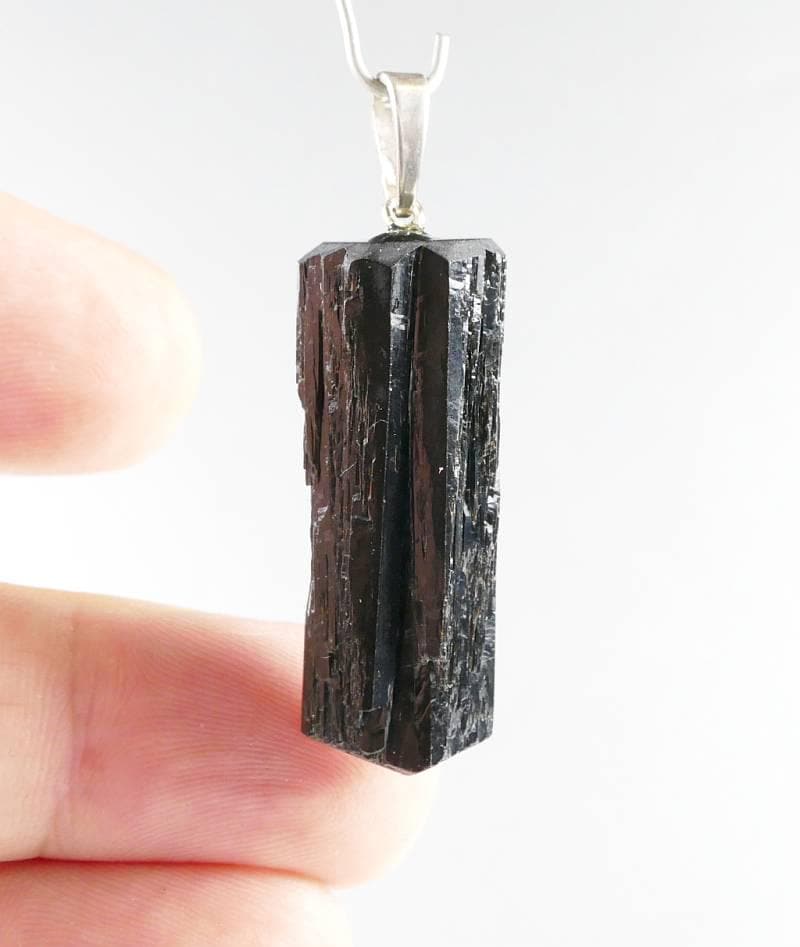 Erongo Schwarzer Turmalin Feinterminierter Kristall 925 Silber Anhänger 9.2 Gramm von RockShopCZ