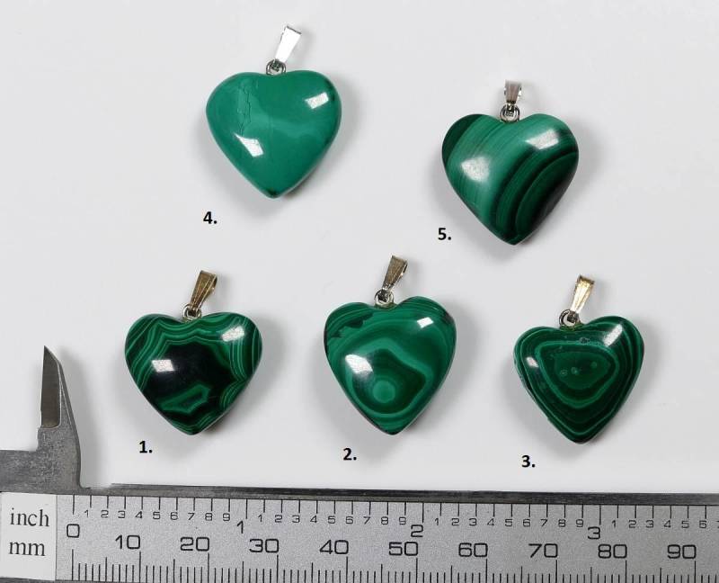 Malachit Facettierte Herz-Form 925Er Silber Anhängerschlaufe von RockShopCZ