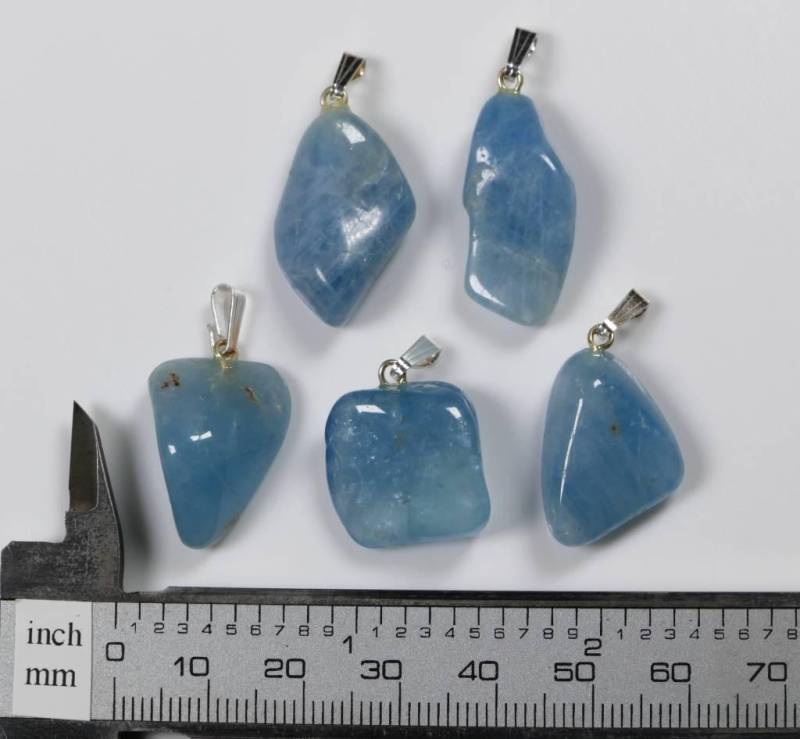 Simbabwe Blauer Aquamarin Anhänger Mit 925Er Silber Schlaufe - Zufällig Ausgewählt 1 von RockShopCZ