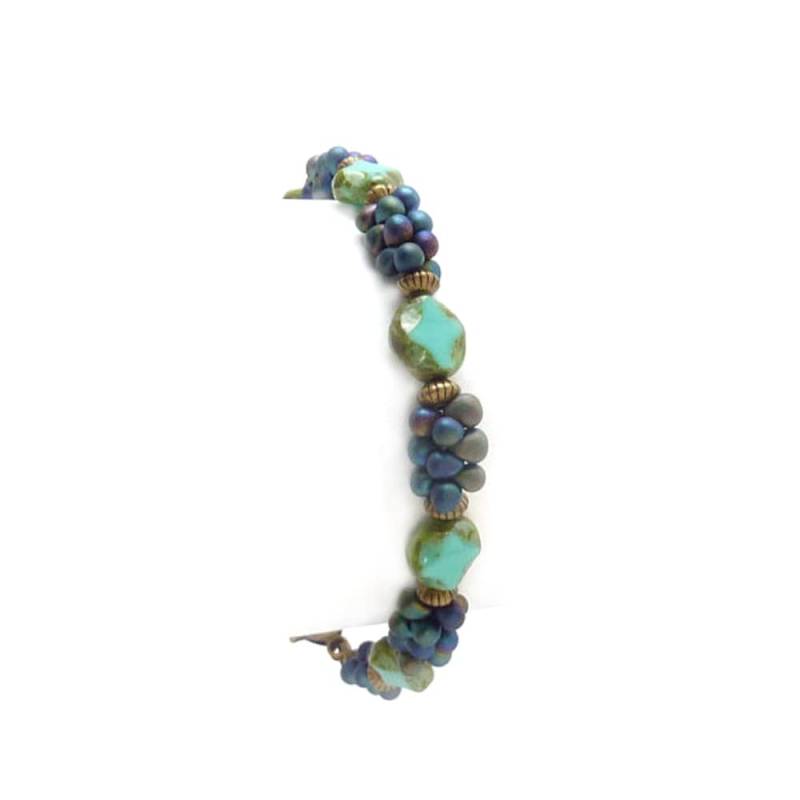 Boho Samenkorn Armband - Türkis Immergrün Pressglas Lagenlook Stapeln Kostenlosen Versand Boho Samenkorn Armband - Türkis Immergrün Pressglas Lagenlook Stapeln Kostenlosen Versand von RockStoneTreasures