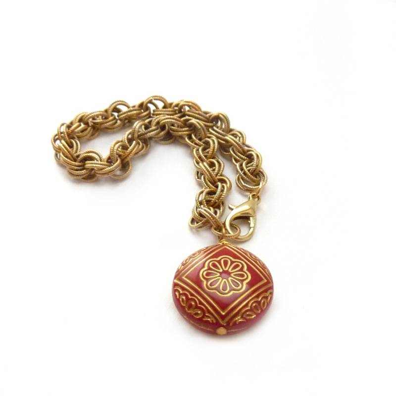 Chunky Gold Kette Armband - Rot & Runde Charme Schichtung Stapeln Handgemachte Boho Schmuck Kostenloser Versand Chunky Gold Kette Armband - Rot & Runde Charme Schichtung Stapeln Handgemachte Boho Schmuck Kostenloser Versand von RockStoneTreasures