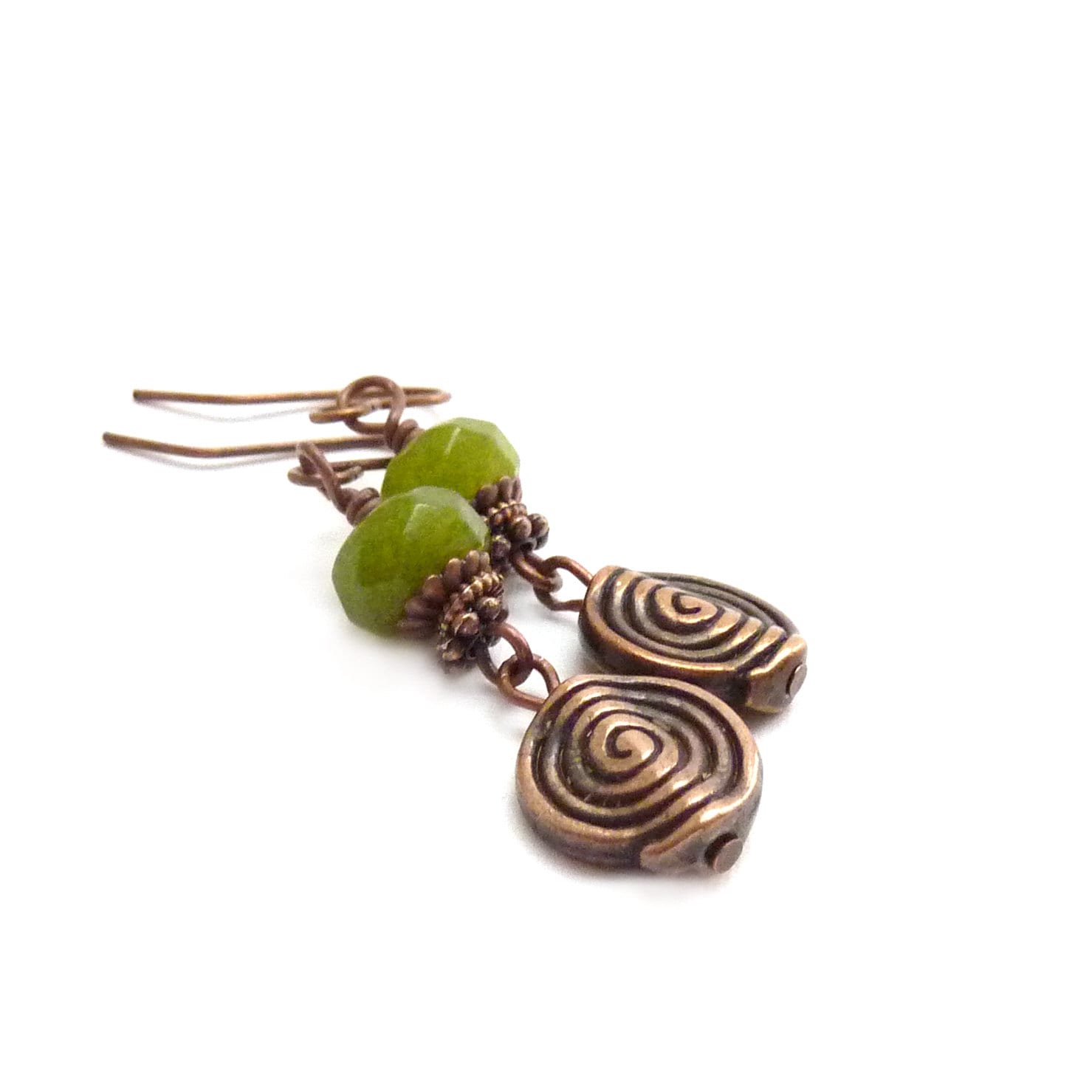 Olive Green Jade Ohrringe - Geätzt Kupfer Edelstein Funky Boho Grün Olive Green Jade Ohrringe - Geätzt Kupfer Edelstein Funky Boho Grün von RockStoneTreasures