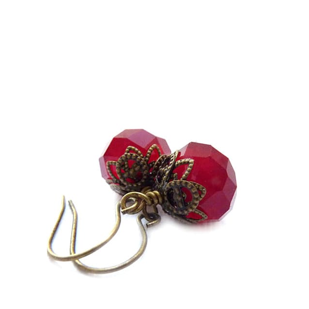 Rote Ohrringe - Vintage-stil Bronze Rubin Rot Kurz Baumelt Rockstonetreasures Urlaub Schmuck Rote Ohrringe - Vintage-stil Bronze Rubin Rot Kurz Baumelt Rockstonetreasures Urlaub Schmuck von RockStoneTreasures