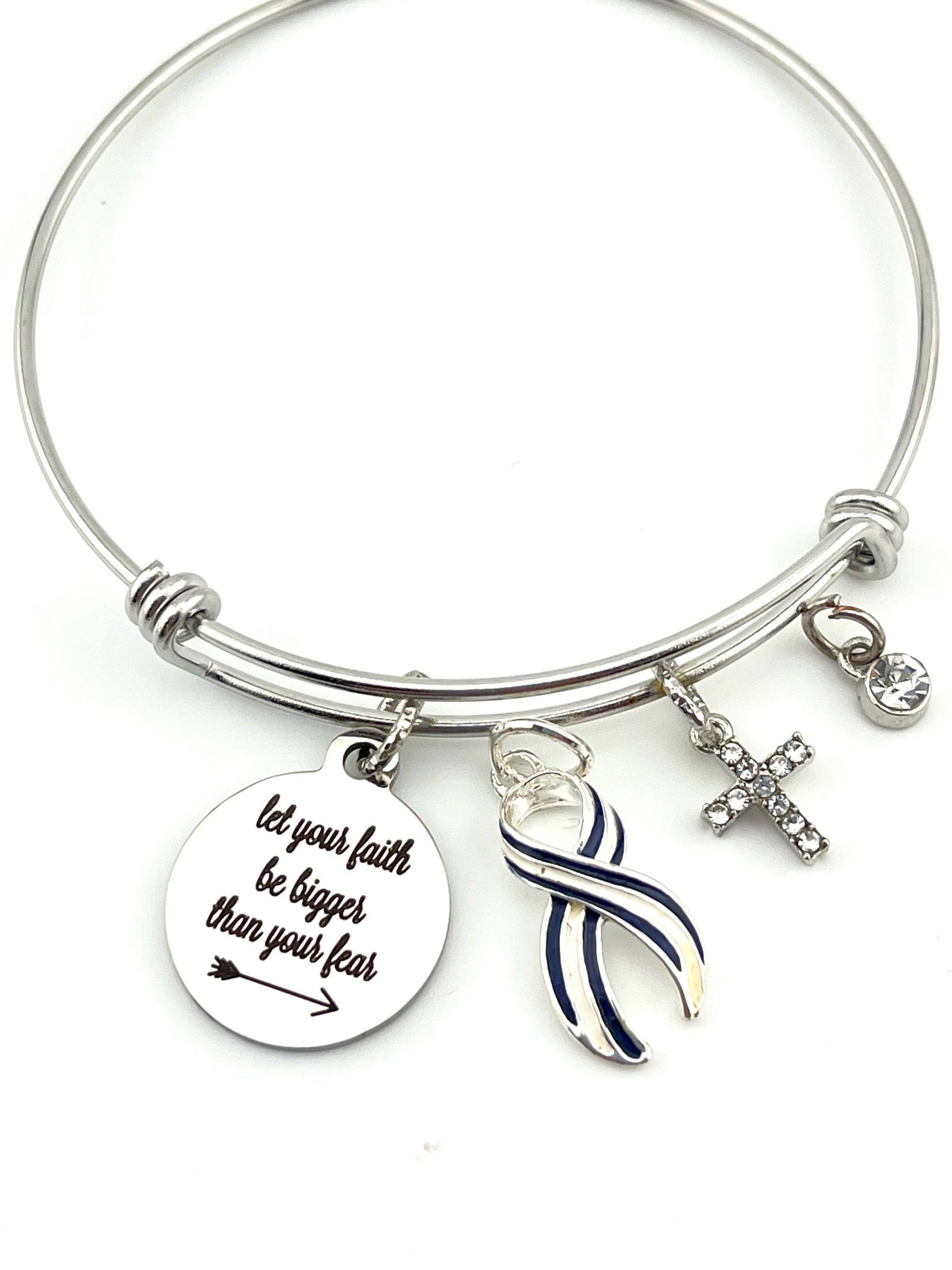 Als Awareness Armband - Lass Deinen Glauben Größer Sein Als Deine Angst Lou-Gehrig-Krankheit/Gestreiftes Band Charm Kreuz Ermutigung von RockYourCauseJewelry