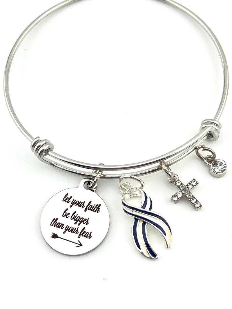 Als Awareness Armband - Lass Deinen Glauben Größer Sein Als Deine Angst Lou-Gehrig-Krankheit/Gestreiftes Band Charm Kreuz Ermutigung von RockYourCauseJewelry
