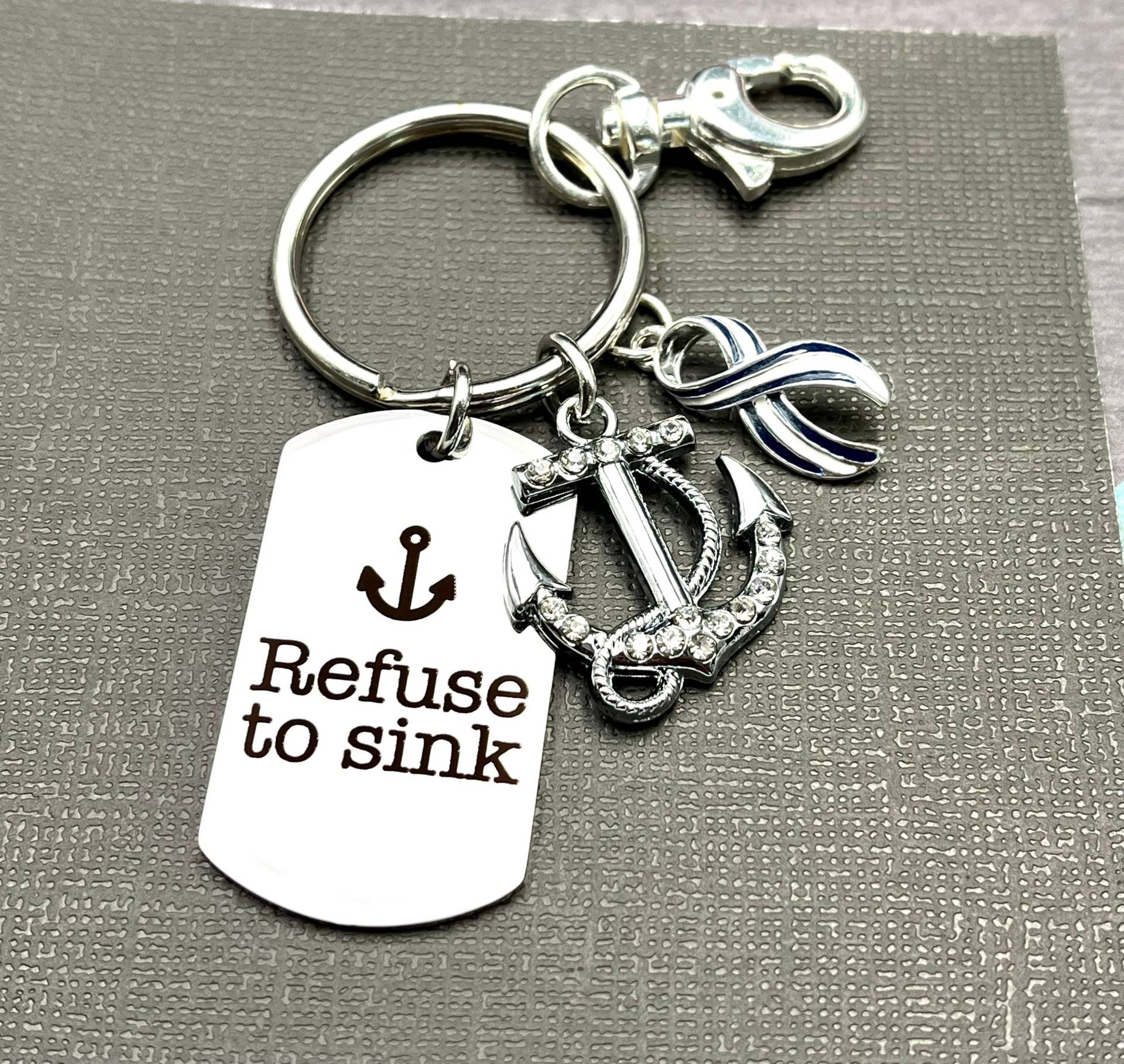 Als Krieger Schlüsselanhänger, Ermutigung Gedicht - Awareness Geschenk, Lou Gerhig Es Disease/Refuse To Sink, Anker Charm von RockYourCauseJewelry