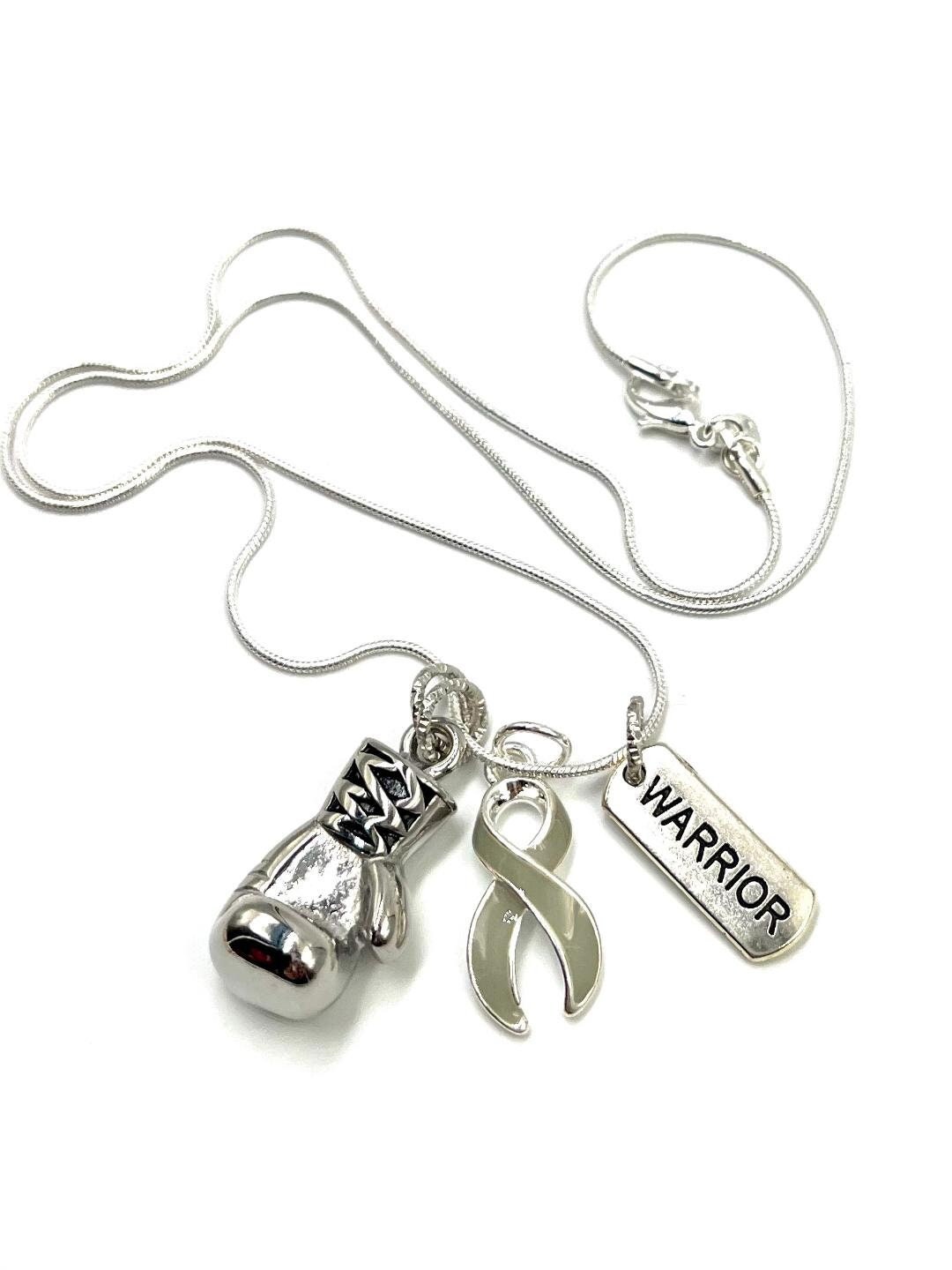 Boxhandschuh Halskette - Anhänger Aphasie, Asthma, Hirntumor Überlebender, Hirntumor, Typ 1 Oder 2 Diabetes Bewusstsein Geschenk Krieger von RockYourCauseJewelry