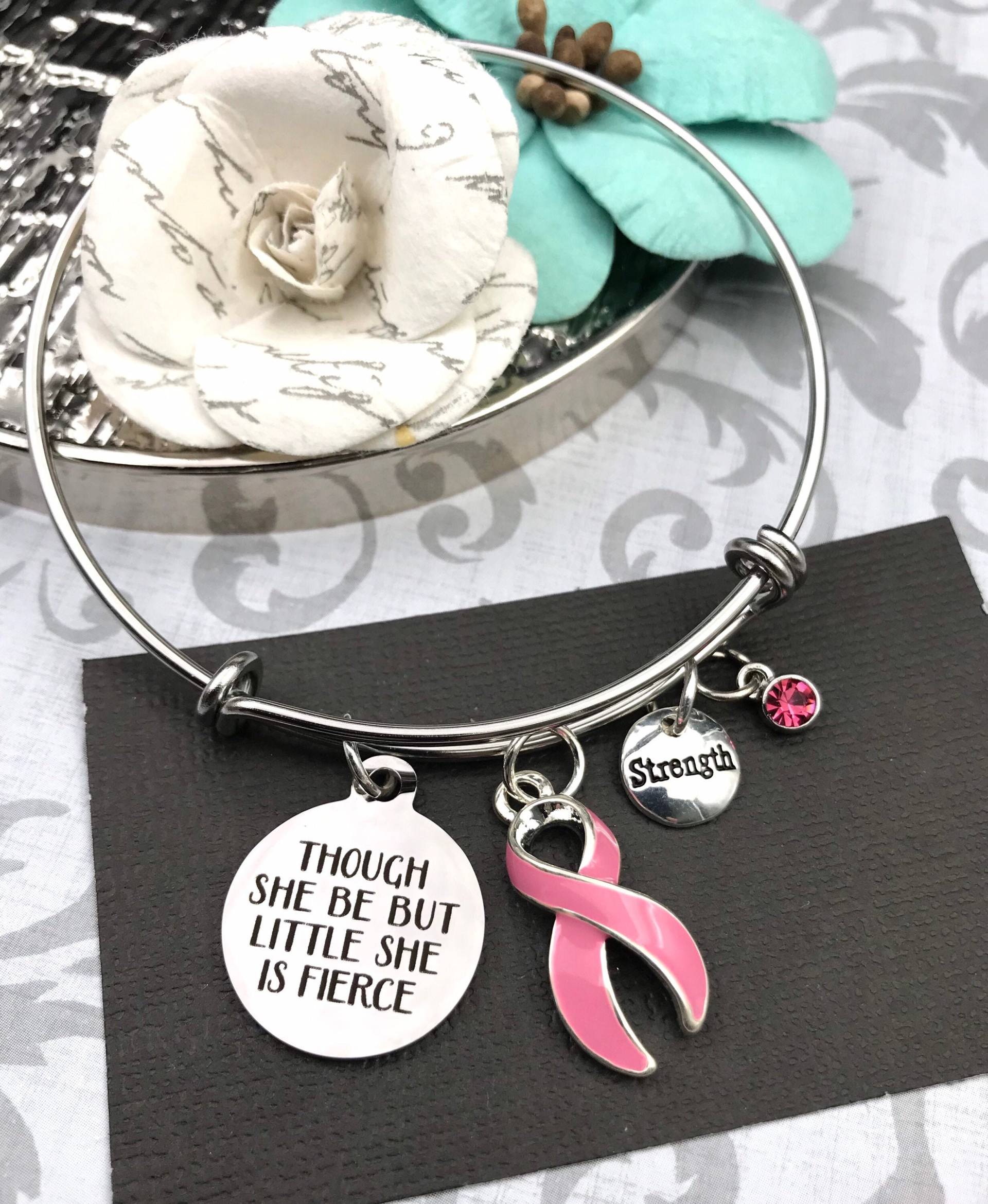 Brustkrebs Überlebende Geschenk - Mastektomie Geschenk, Brca, Brca2, Brca1 Rosa Band Armband Obwohl Sie Aber Wenig, Ist Heftig von RockYourCauseJewelry