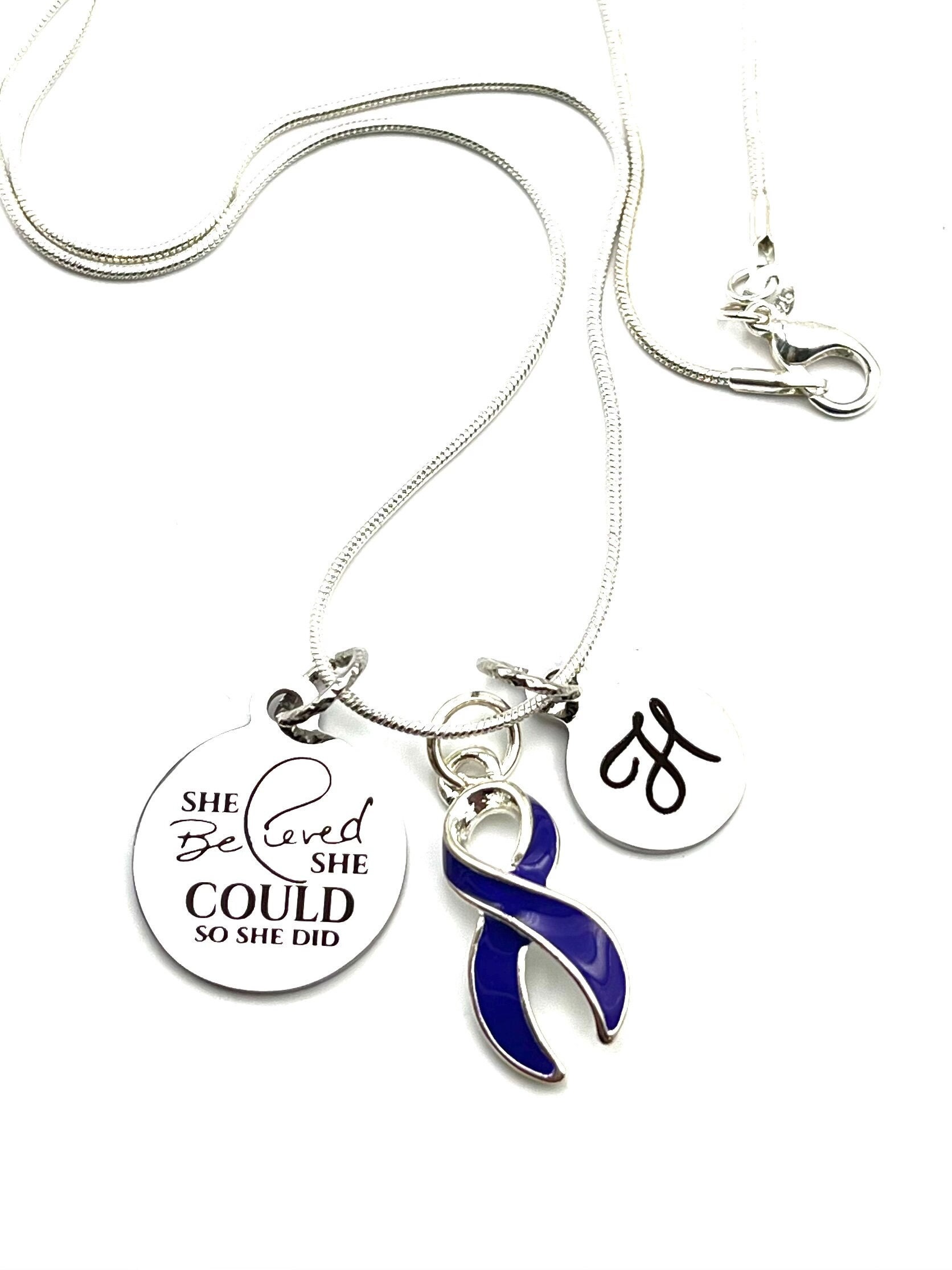 Dark Blue Ribbon Halskette - Epstein-Barr, Erb-Lähmung, Guillain-Barre-Syndrom, Cholera, Choledochon, Ards Geschenk Sie Glaubte, Könnte von RockYourCauseJewelry