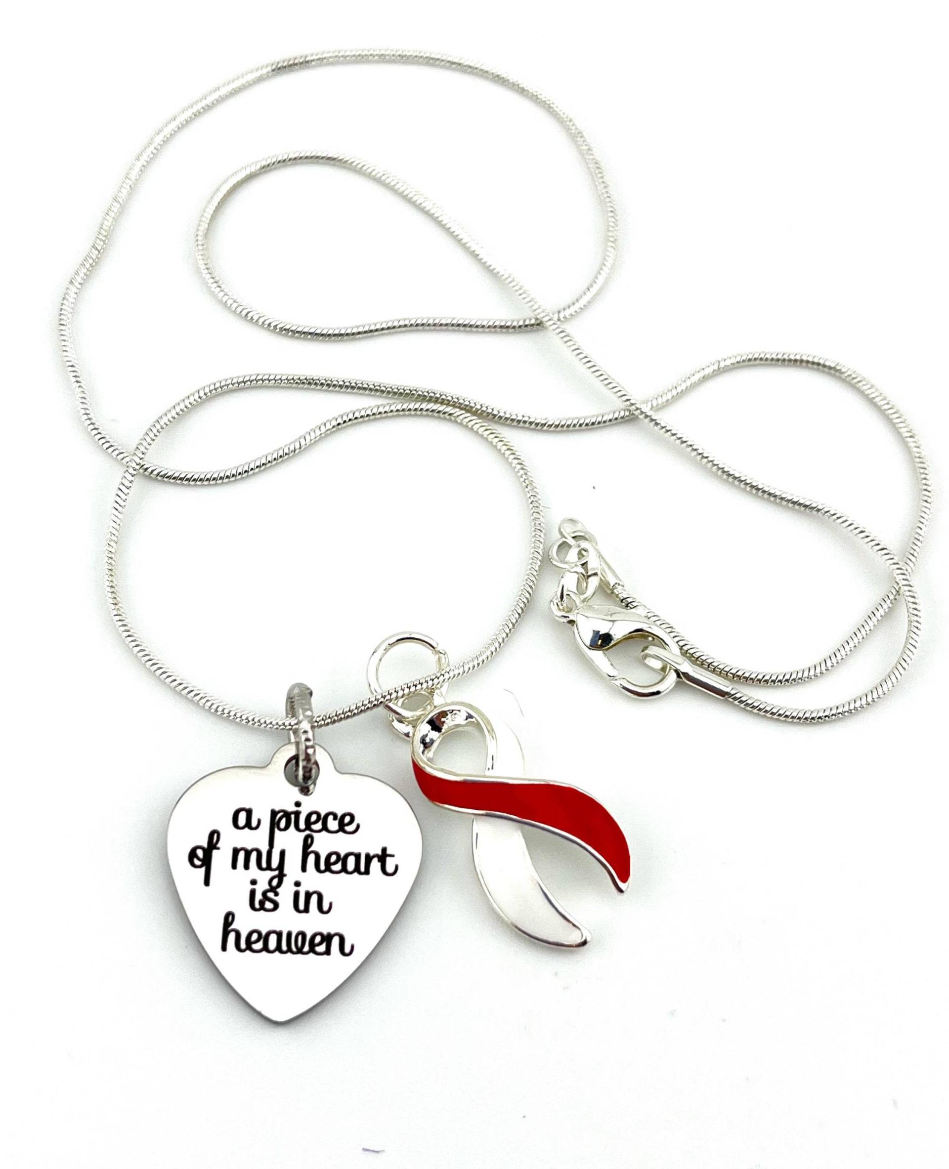 Ein Stück Meines Herzens-Denkmal-Halskette - Rotes Und Weißes Band Kopf Hals, Mundkrebs Plattengewebe-Karzinom-Bewusstsein Sympathie von RockYourCauseJewelry