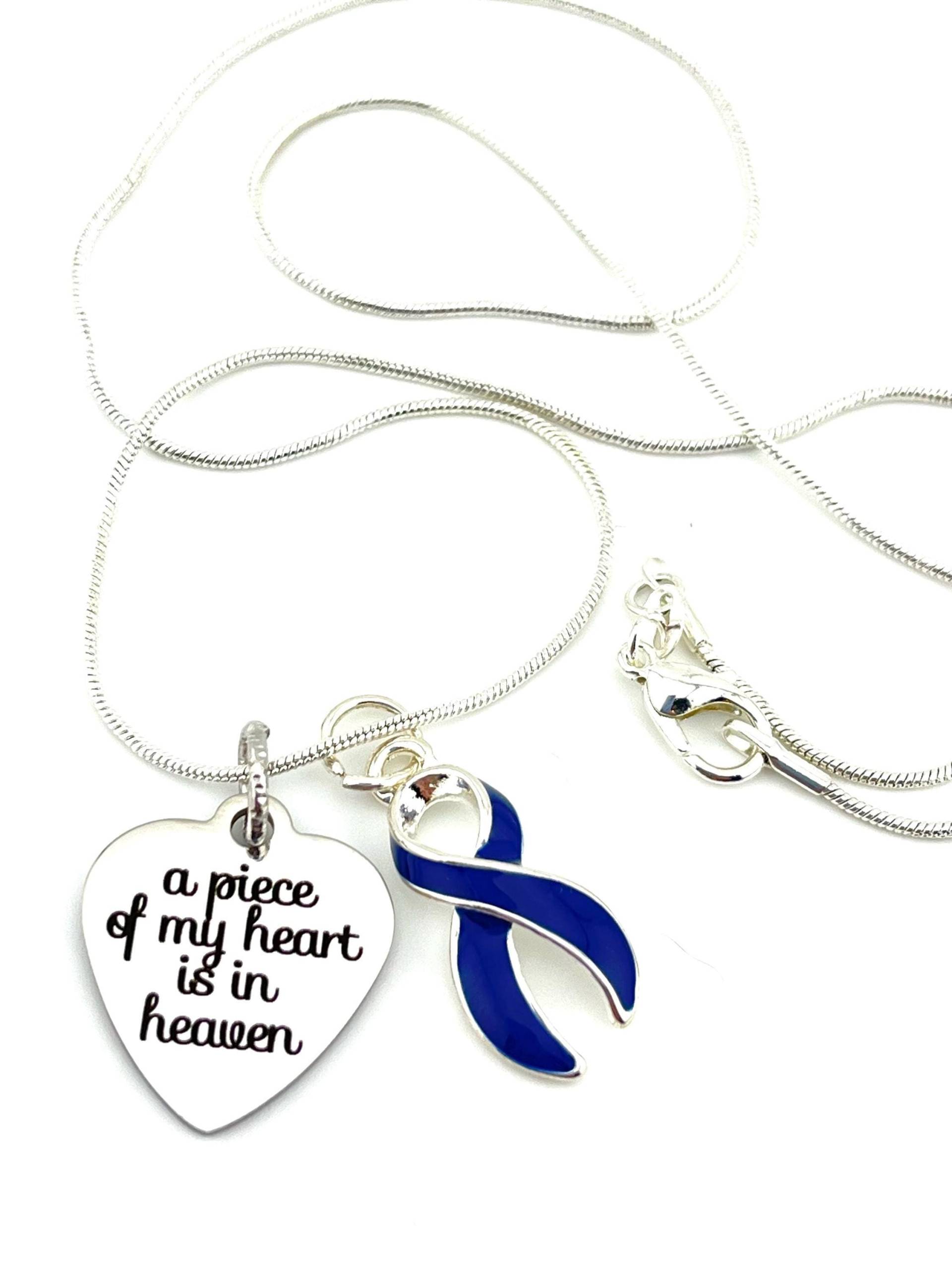 Erinnerungshalskette - Marineblaues Band Doppelpunkt, Cholera, Erinnerung Stück Meines Herzens Sympathie von RockYourCauseJewelry