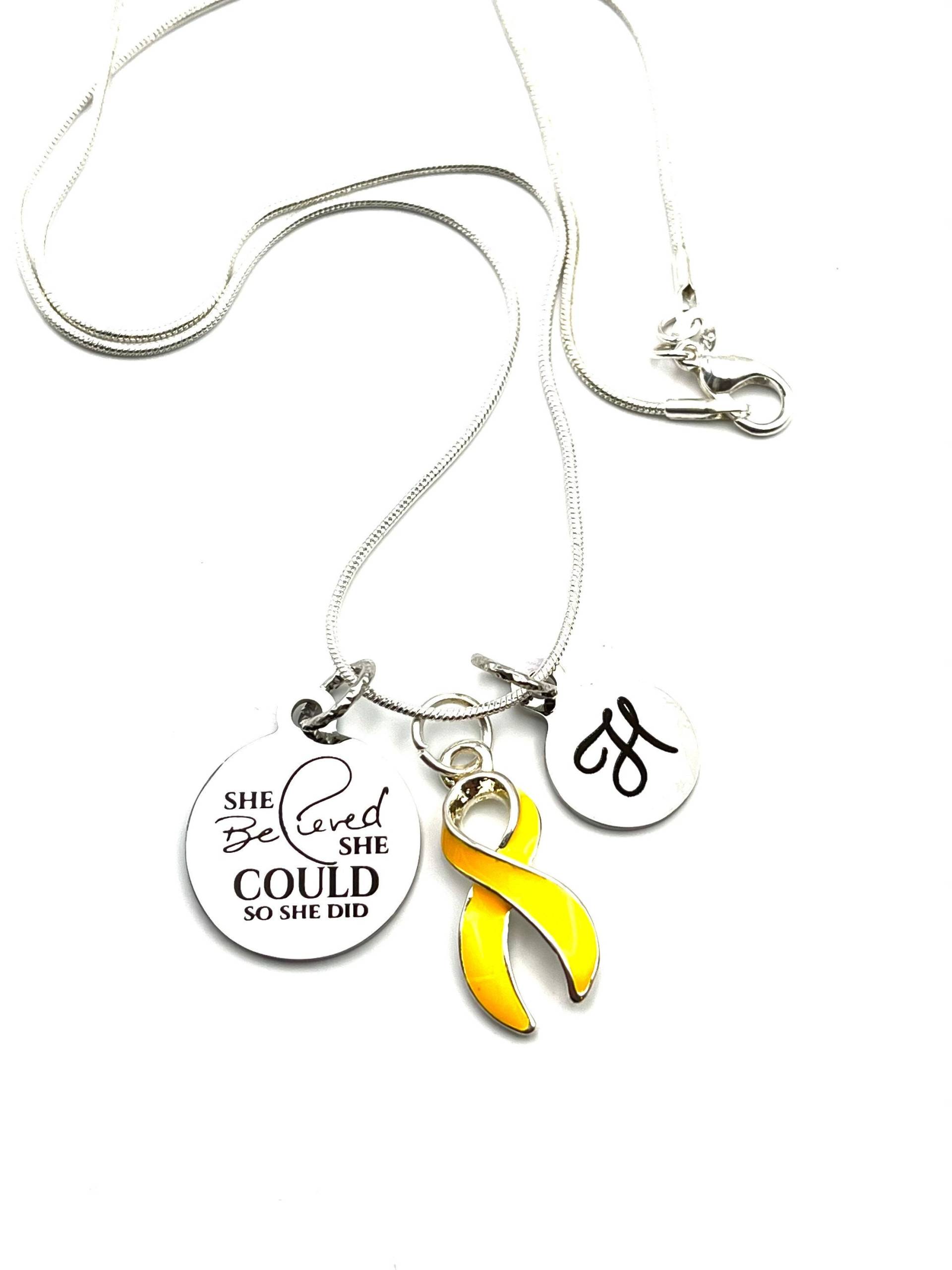 Gold Band, Die Sie Glaubte, Könnte Halskette - Alveolares Rhabdomyosarkom, Kinderkrebs Überlebender, Copd, Neuroblastom Bewusstsein Geschenk von RockYourCauseJewelry