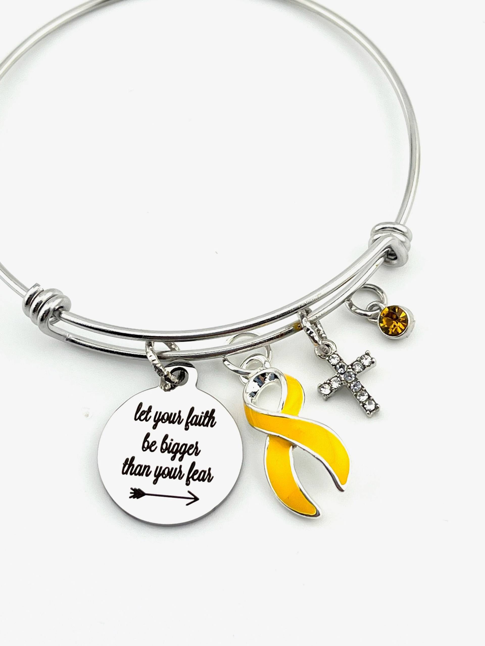 Gold Ribbon Bettelarmband/Let Your Faith Kindheit Cancer Awareness Survivor Neuroblastom Obsidosarkom Rhabdomyosarkom von RockYourCauseJewelry