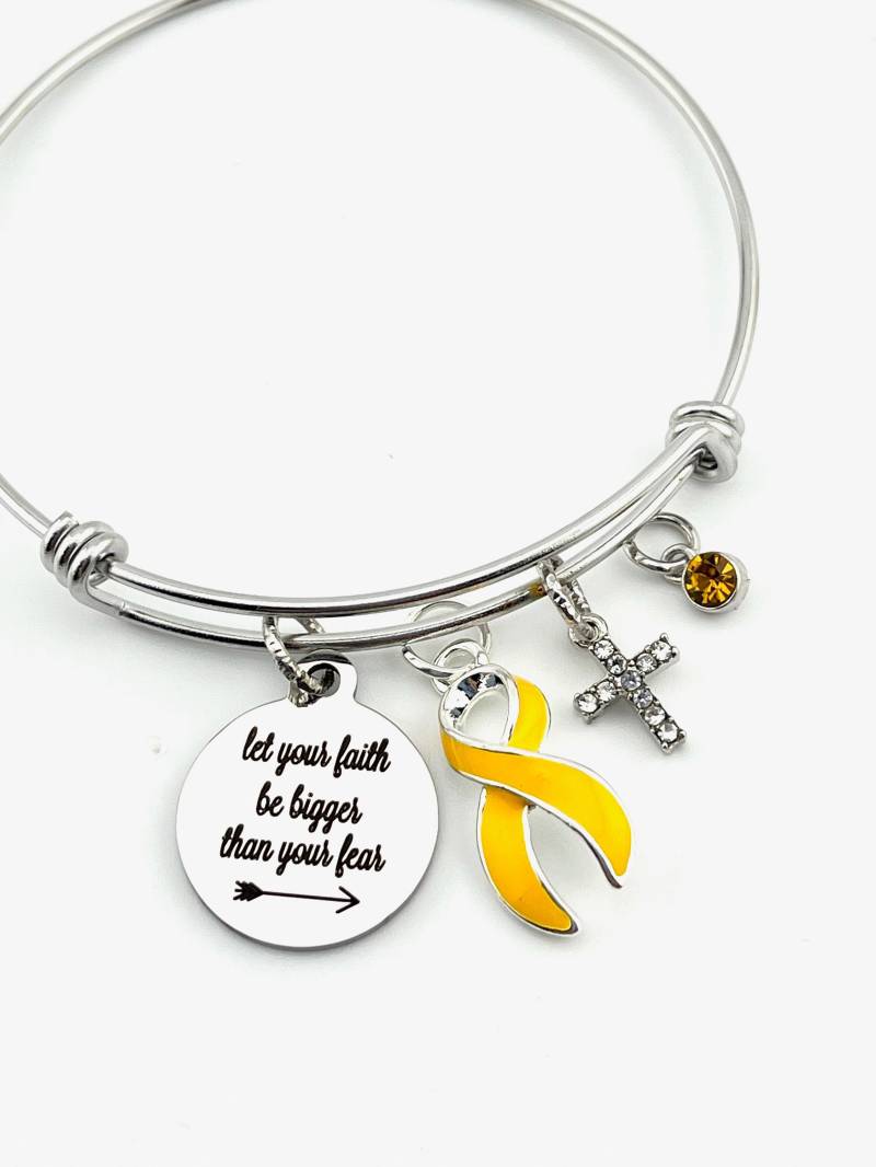 Gold Ribbon Bettelarmband/Let Your Faith Kindheit Cancer Awareness Survivor Neuroblastom Obsidosarkom Rhabdomyosarkom von RockYourCauseJewelry