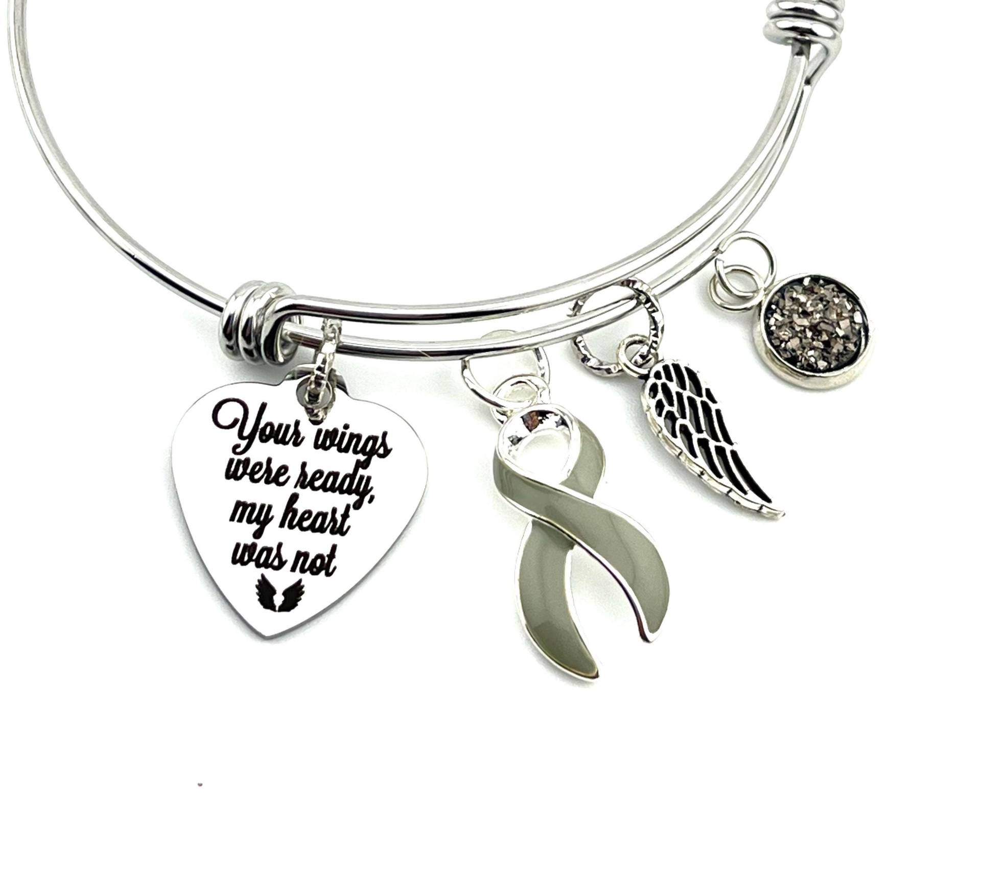 Graues Band Sympathy Geschenk/Erinnerung Armband - Your Wings Were Bereit Hirntumor, Gliom, Diabetes Bewusstsein von RockYourCauseJewelry