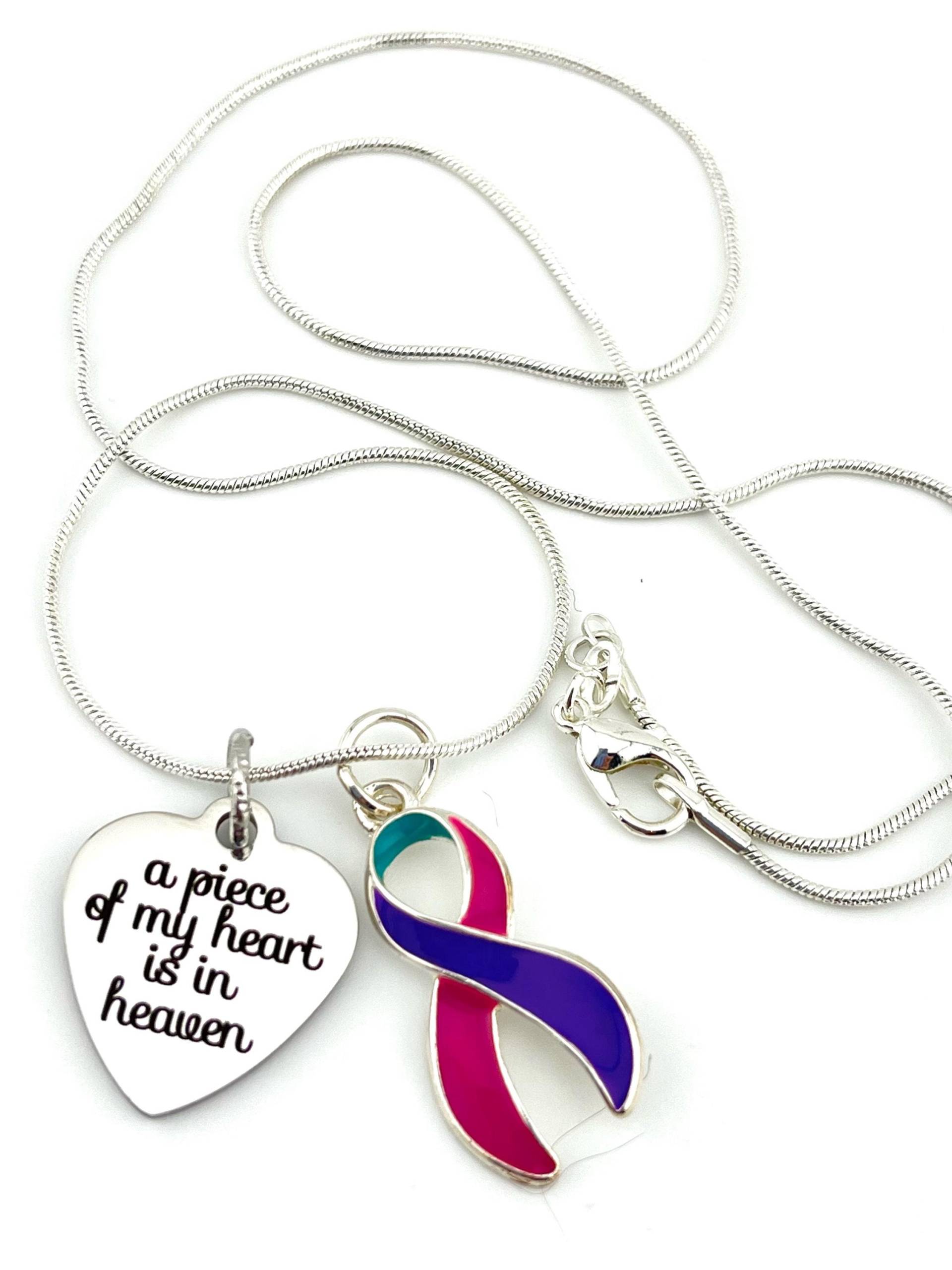 Halskette Für Schilddrüsenkrebs -Denkmal, Sympathie, Erinnerungsgeschenk - Ein Stück Meines Herzens Ist Im Himmel von RockYourCauseJewelry