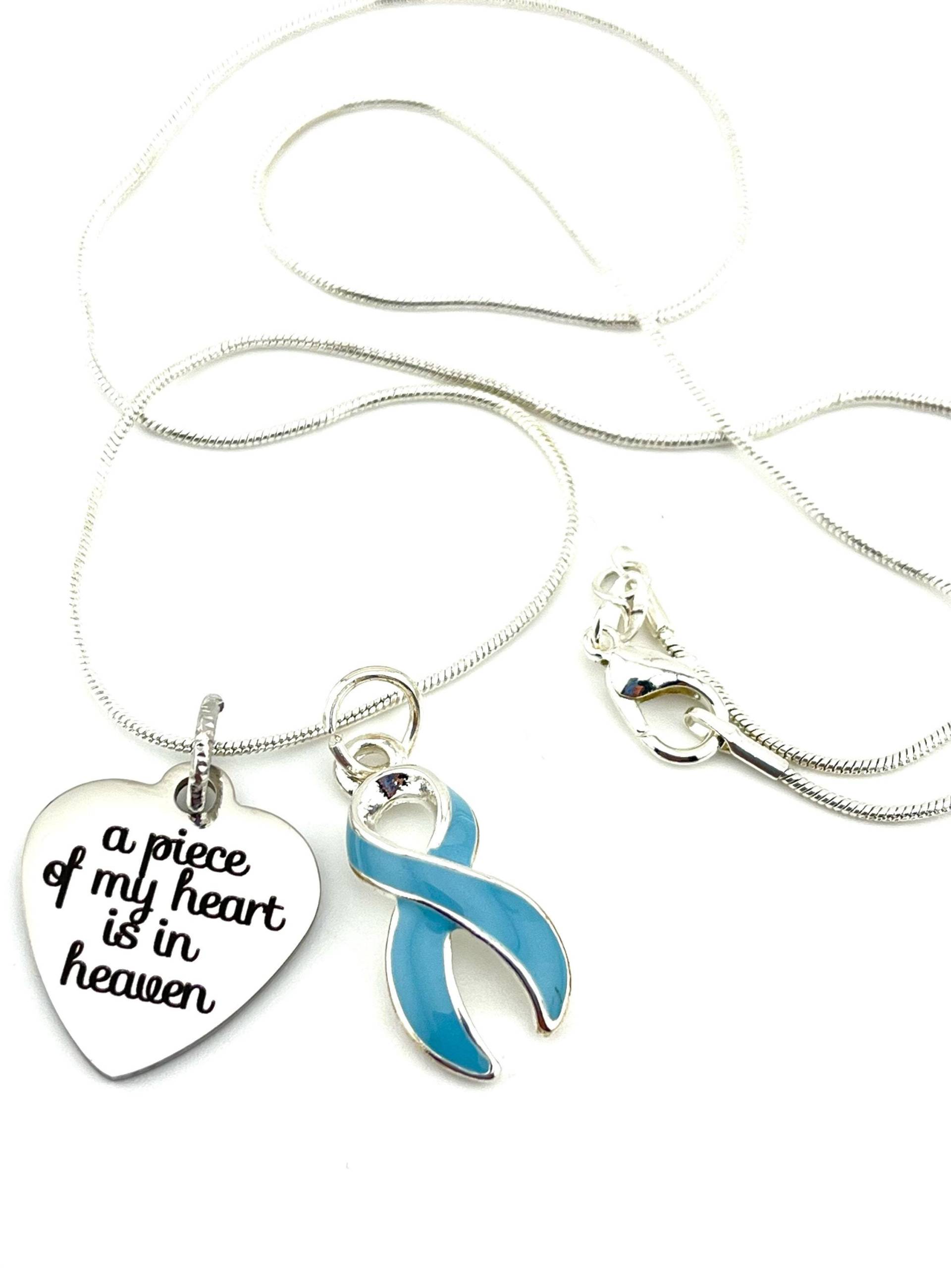 Light Blue Ribbon Sympathy Halskette - Addison's, Bechet's, Morbus Basler, Cushing Syndrom, Prostatakrebs A Piece Of My Heart Gedenkstätte von RockYourCauseJewelry