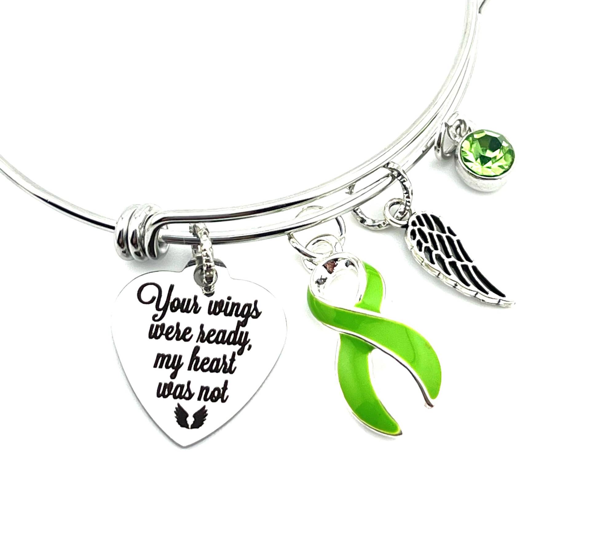 Limettenband Sympathie Armband/Muskeldystrophie, Lymphom Krebsbewusstsein, Kabuki-Syndrom, Erinnerung, Trauergeschenk - Your Wings von RockYourCauseJewelry