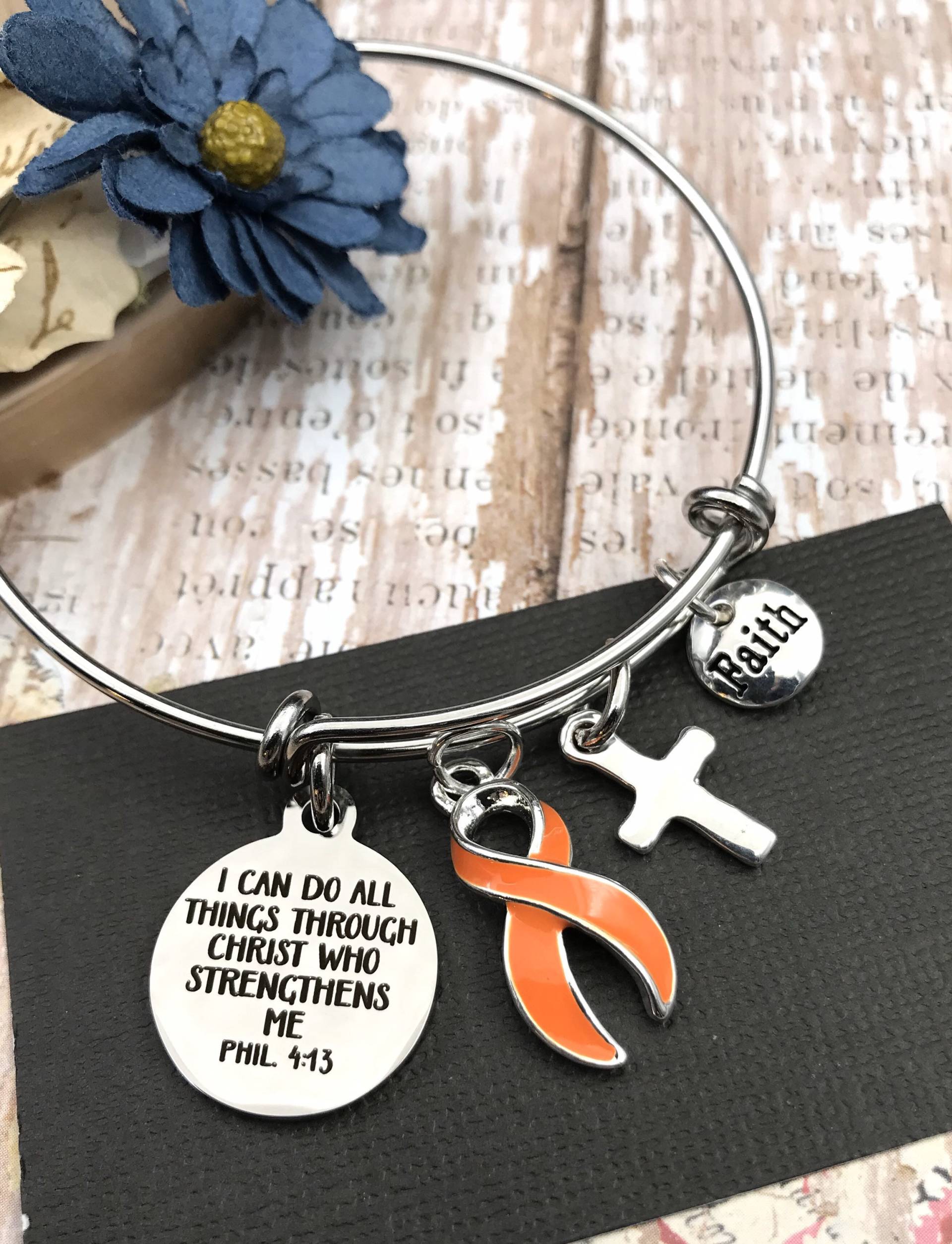 Orange Band Charm Armband/Phil 4 13 Ich Kann Alle Dinge Durch Christus Bewusstsein Geschenk Tun von RockYourCauseJewelry