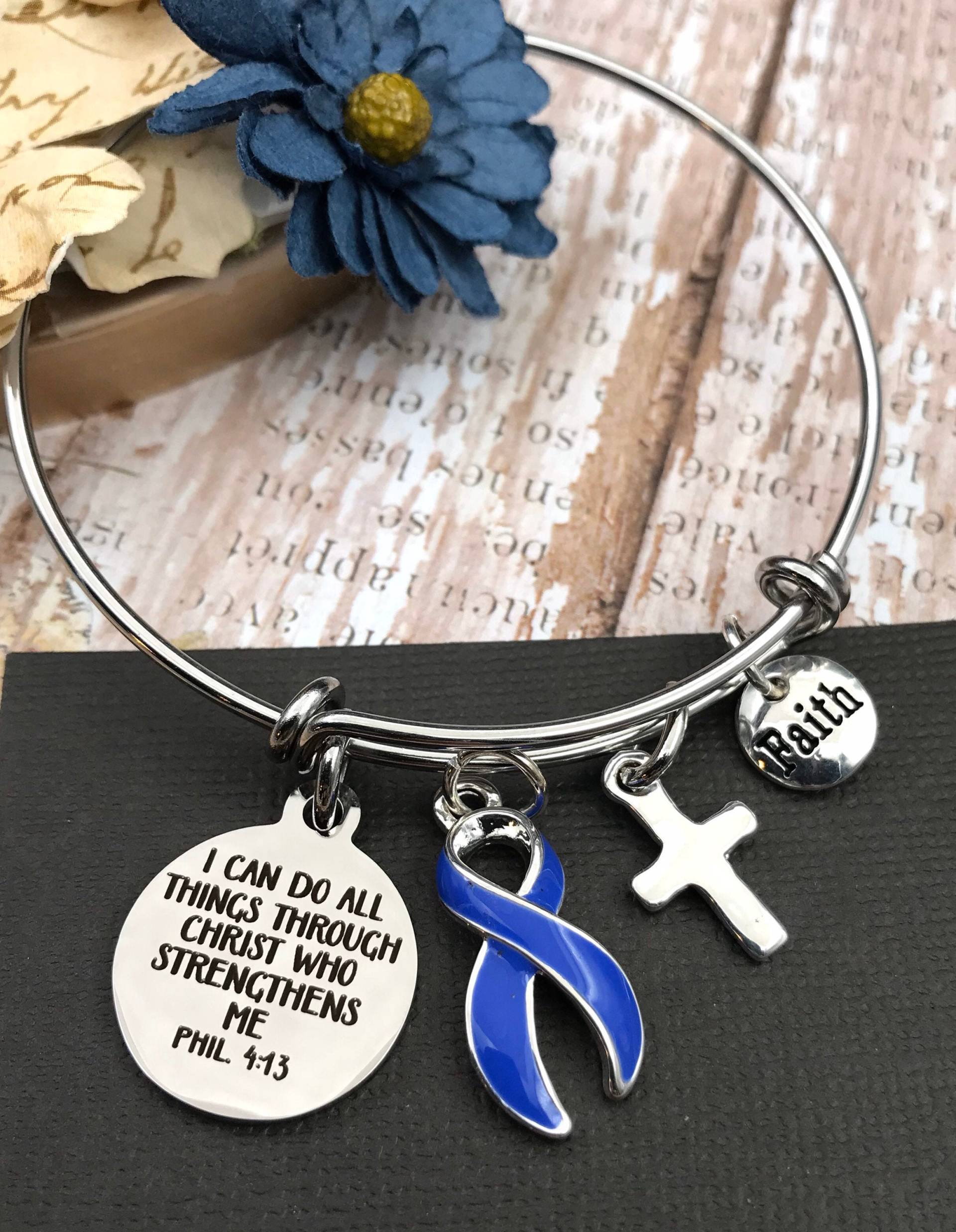 Periwinkle Band Charm Armband - Ich Kann Alle Dinge Durch Christus/Phil 413 Ermutigung Geschenk von RockYourCauseJewelry