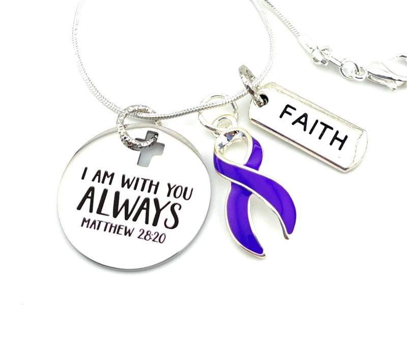 Periwinkle Ribbon Halskette - Matthäus 2820 Ich Bin Immer Bei Dir von RockYourCauseJewelry