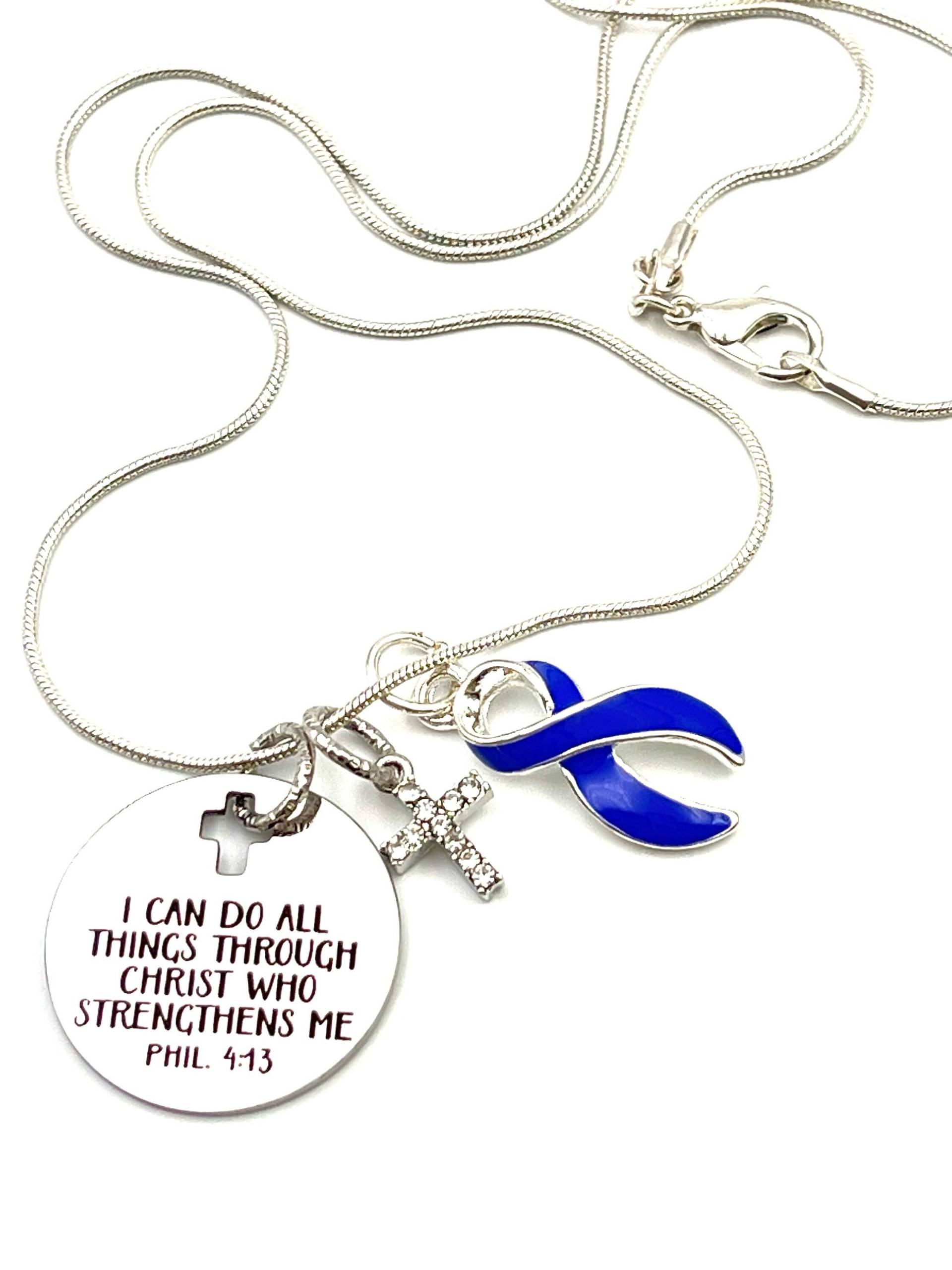 Periwinkle Ribbon Halskette - Speiseröhren-, Magen-, Darmkrebs-Überlebender, Reizdarmsyndrom I Can Do All Christ von RockYourCauseJewelry