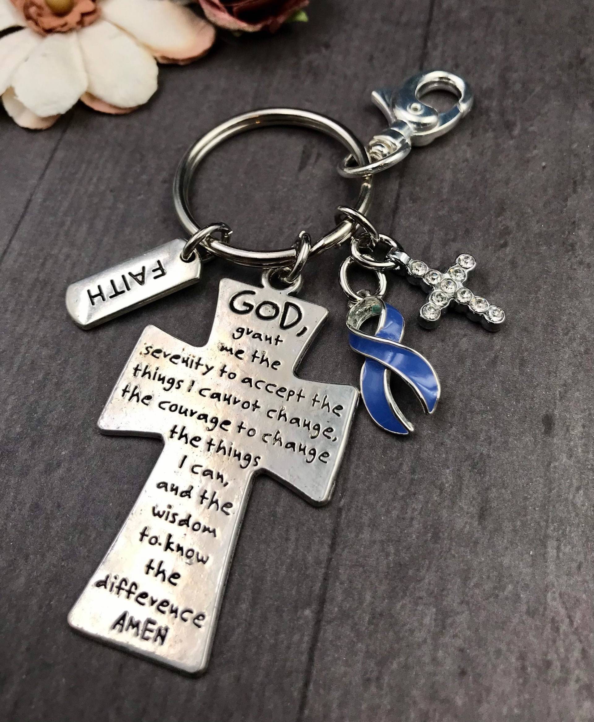 Periwinkle Ribbon Schlüsselanhänger/Speiseröhren-, Magen-, Darmkrebs, Bewusstsein, Reizdarmsyndrom, Ibs - Serenity Prayer von RockYourCauseJewelry