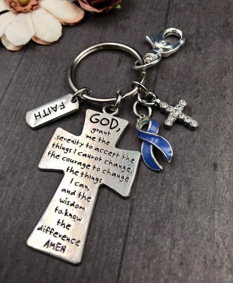 Periwinkle Ribbon Schlüsselanhänger/Speiseröhren-, Magen-, Darmkrebs, Bewusstsein, Reizdarmsyndrom, Ibs - Serenity Prayer von RockYourCauseJewelry