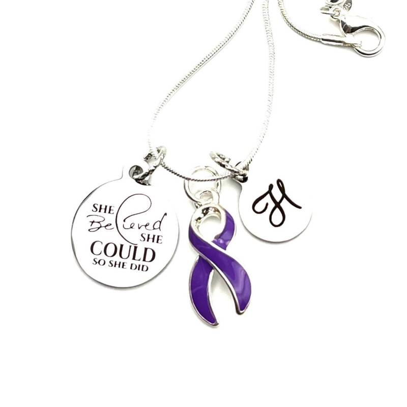 Pick Ribbon/Sie Glaubte, Sie Könnte Halskette Krebs Überlebende, Letzte Chemo, Lupus, Als, Lymphom, Endometriose, Brca Bewusstsein Geschenk von RockYourCauseJewelry