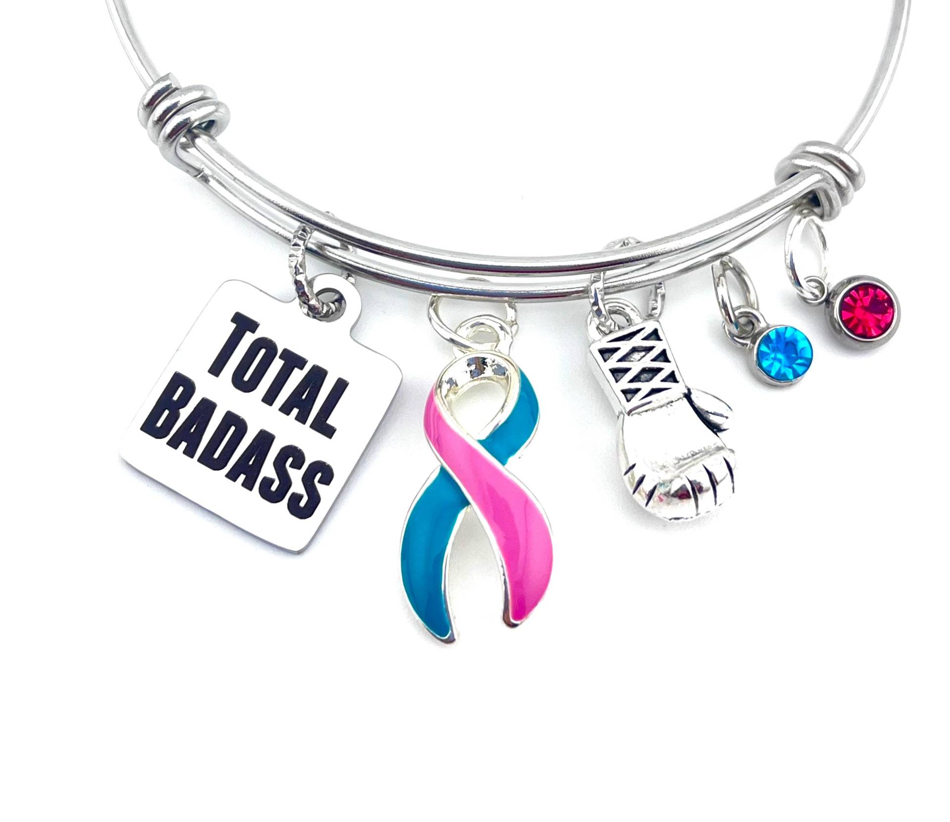 Previvor Total Badass Bettelarmband - Rosa Und Teal Band Brca, Brca1, Brca2, Präventive Mastektomie, Oomph, Hysterektomie Surgery Geschenk von RockYourCauseJewelry