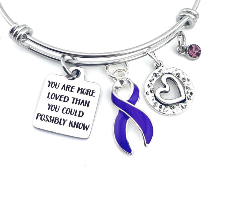 Purple Ribbon Armband/Bauchspeicheldrüsenkrebs, Lupus, Mukoviszidose, Fibromyalgie, Spoonie, Häusliche Gewalt, Morbus Crohn - You Loved von RockYourCauseJewelry