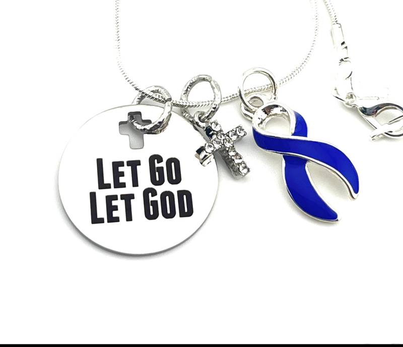 Purple Ribbon Halskette/Bauchspeicheldrüsenkrebs, Crohn, Colotis, Mukoviszidose, Spoonie, Fibromyalgie, Epilepsie, Lupus - Let Go, God Gift von RockYourCauseJewelry