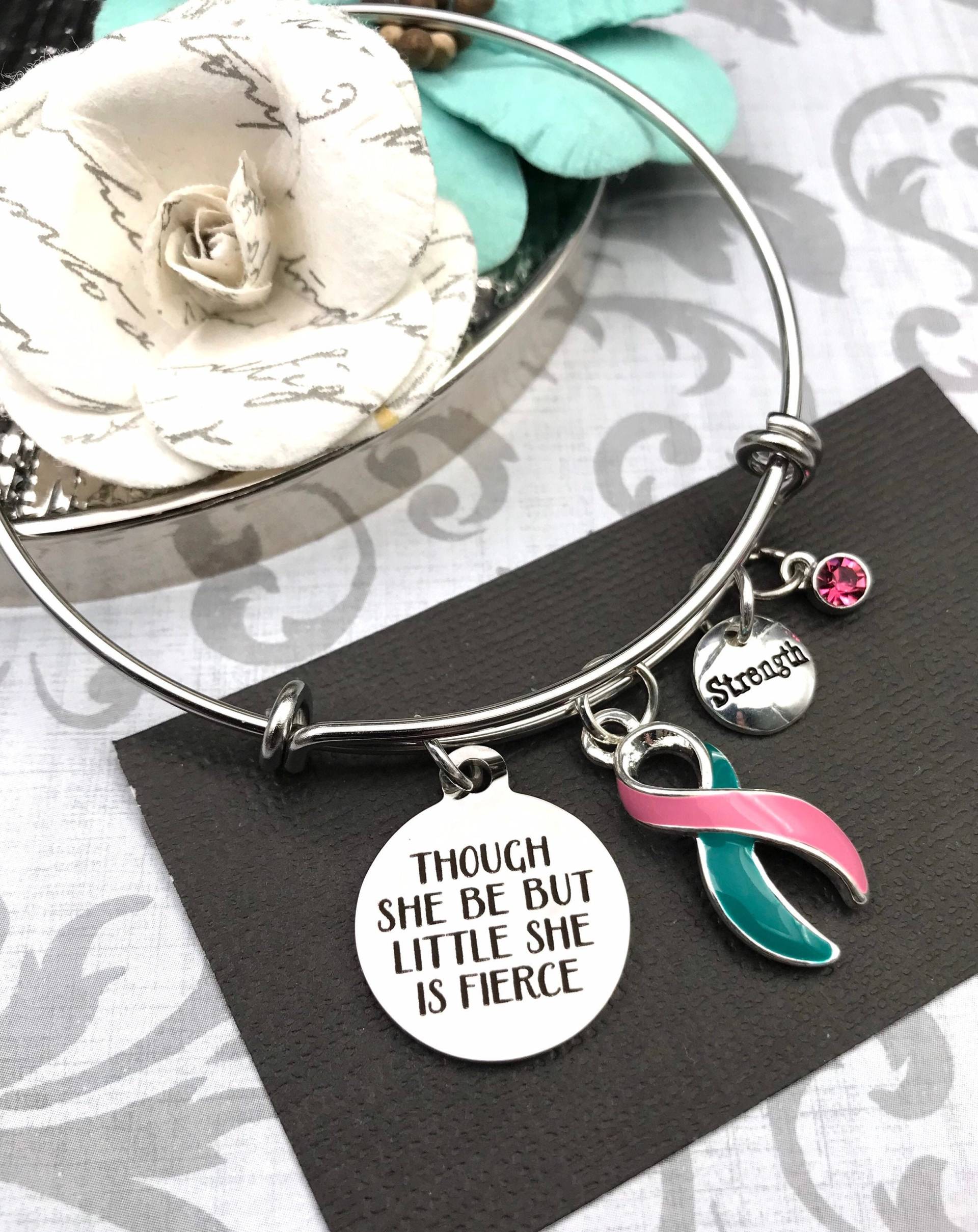Rosa Und Petrol Band Charm Armband - Previvor, Brca Positiv, Mastektomie, Brust Ovarial Krebs Überlebende Bewusstsein Sie Ist Heftige von RockYourCauseJewelry