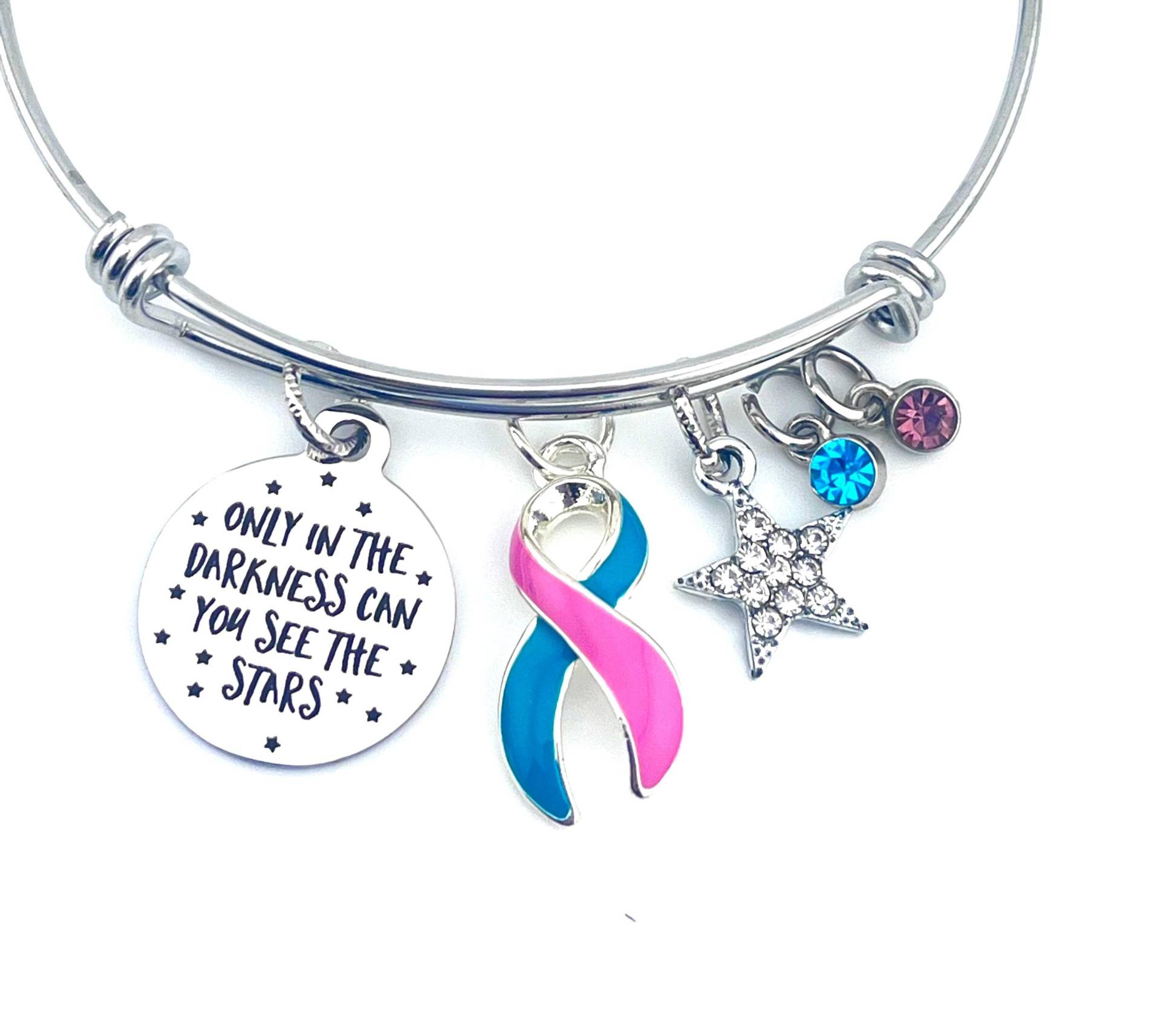 Rosa Und Teal Ribbon Bettelarmband - Previvor Awareness Geschenk Nur in Der Dunkelheit Können Sie Die Sterne Sehen/Brca Gene Positive Cancer von RockYourCauseJewelry