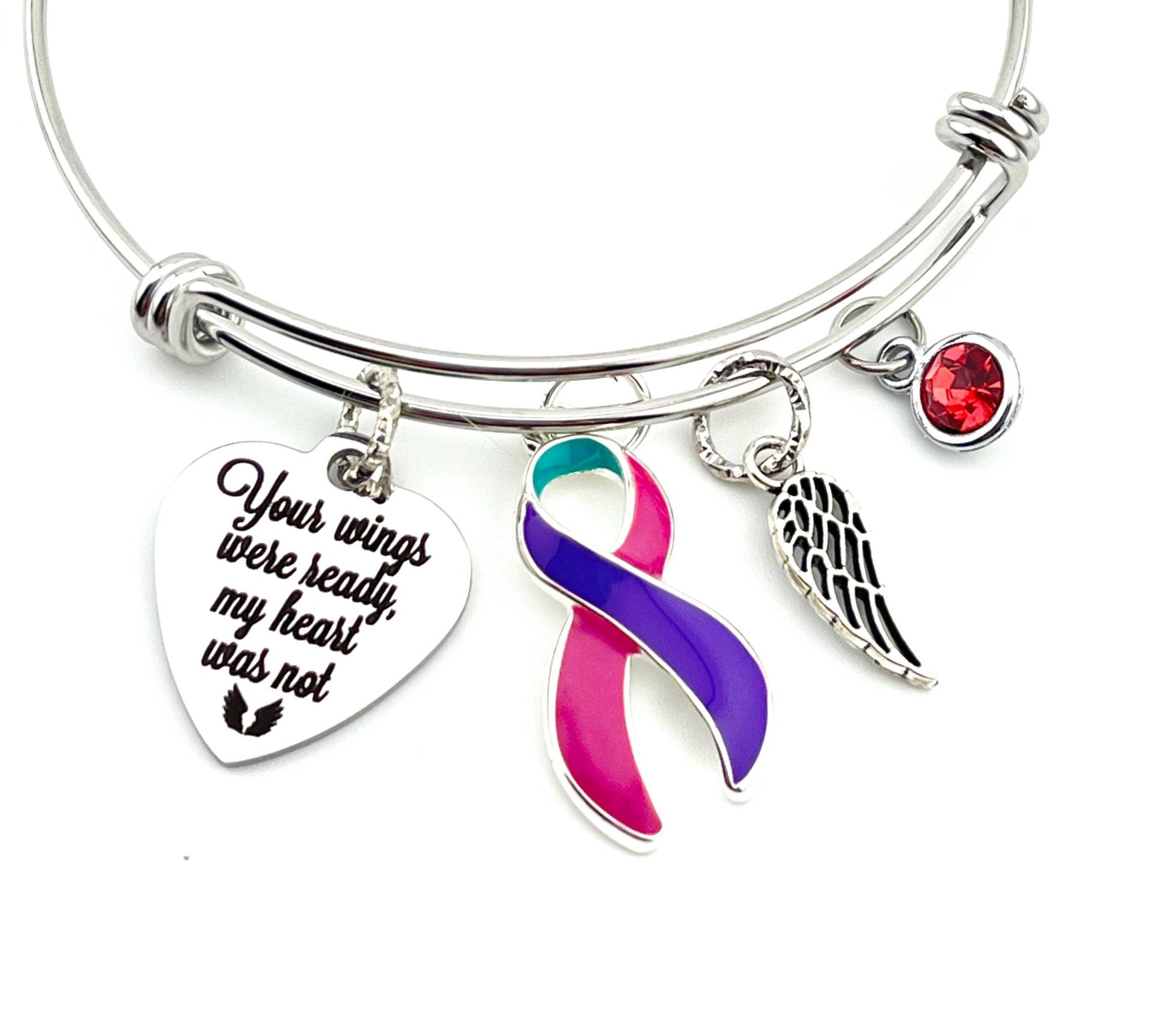 Schilddrüsenkrebs Gedenkanhänger Charm Armband/Sympathie Erinnerung Beerdigung Geschenk von RockYourCauseJewelry