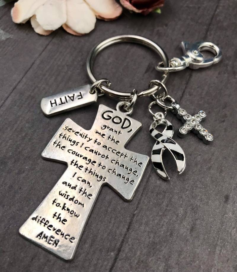 Serenity Prayer Keychain/Zebra Band Charm Unsichtbar Selten Krankheit Bewusstsein, Ehlers-Danlos Syndrom, Hormon Krebs von RockYourCauseJewelry