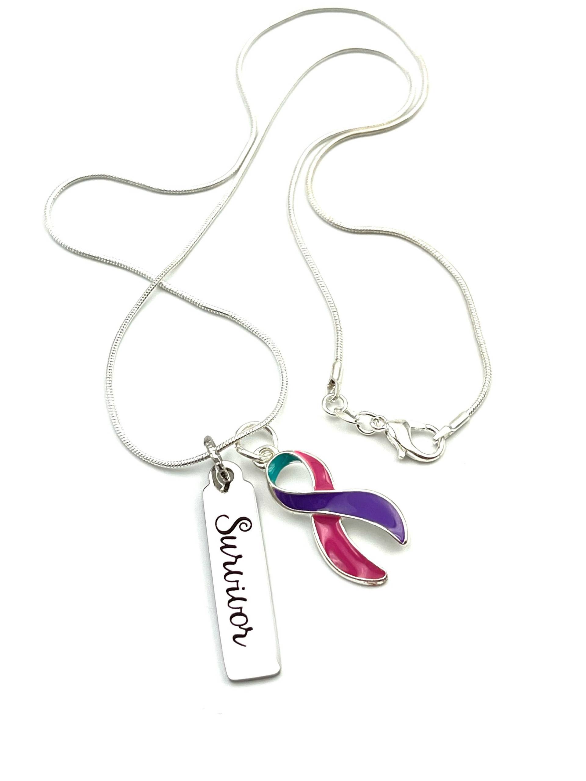 Thyroid Cancer Awareness Halskette - Survivor Thyreoidektomie, Hypothyreose, Hyperthyreose, Überlebend Geschenk von RockYourCauseJewelry