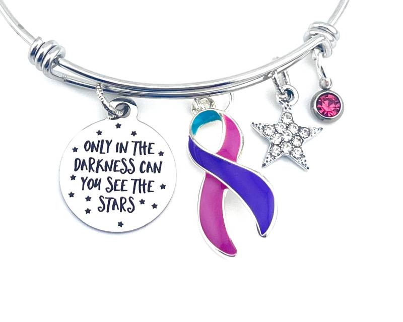Thyroid Cancer Survivor/Bewusstsein Armband Pink Teal Purple Band Nur in Der Dunkelheit Können Sie Die Sterne Sehen von RockYourCauseJewelry
