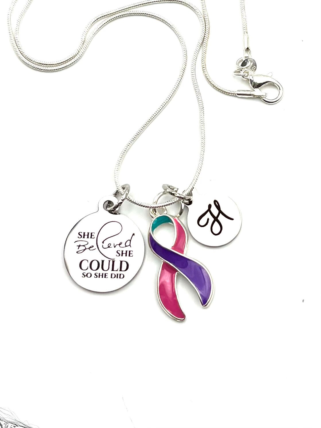 Thyroid Cancer Survivor Geschenk, Chemo, Thyreoidektomie, Hypothyreose, Hyperthyreose, Radition - Sie Glaubte, Sie Könnte, Also Tat Halskette von RockYourCauseJewelry