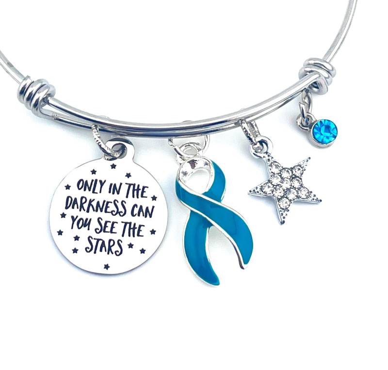 Türkis Band Bettelarmband/in Der Dunkelheit Sehen Sterne Ovarian Cancer Survivor, Myasthenia Gravis, Pots, Ptbs, Trigeminusneuralgie Awareness Türkis Band Bettelarmband/in Der Dunkelheit Sehen Sterne Ovarian Cancer Survivor, Myasthenia Gravis, Pots, Ptbs, Trigeminusneuralgie Awareness von RockYourCauseJewelry