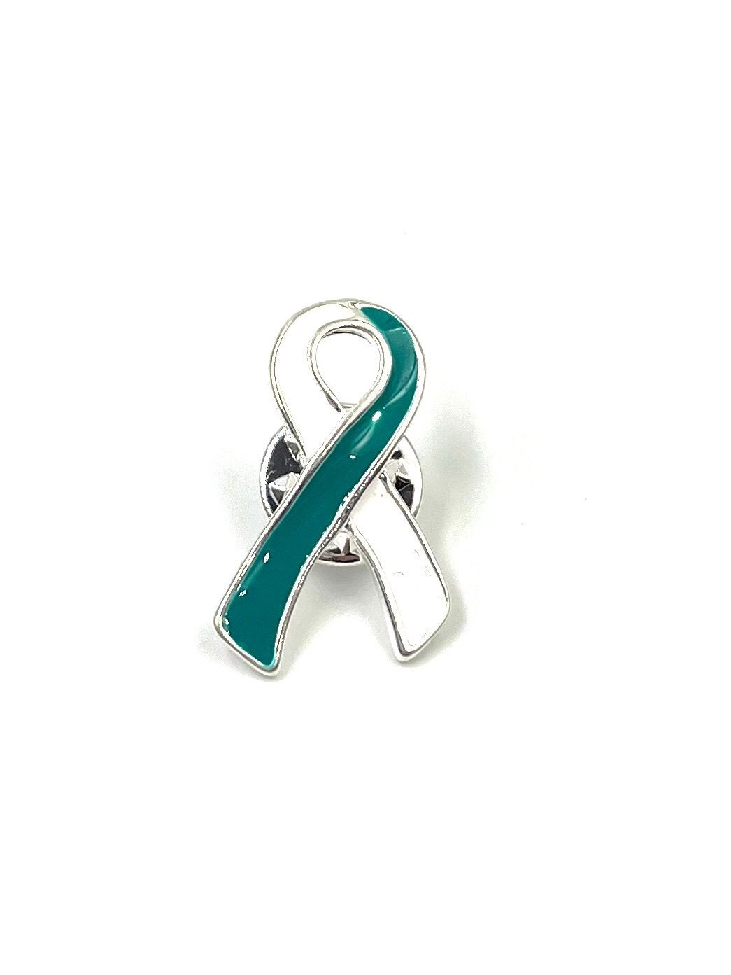 Türkis-Weiße Schleife/Revers Hutnadel Cervical Cancer Survivor Awareness von RockYourCauseJewelry